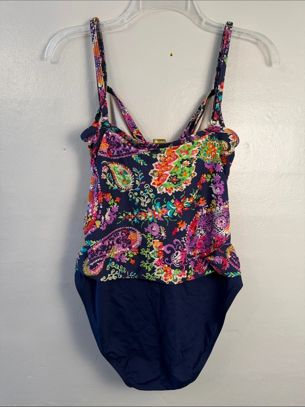 Lauren Ralph Lauren Navy One-Piece with Multicolor Paisley Print size 12